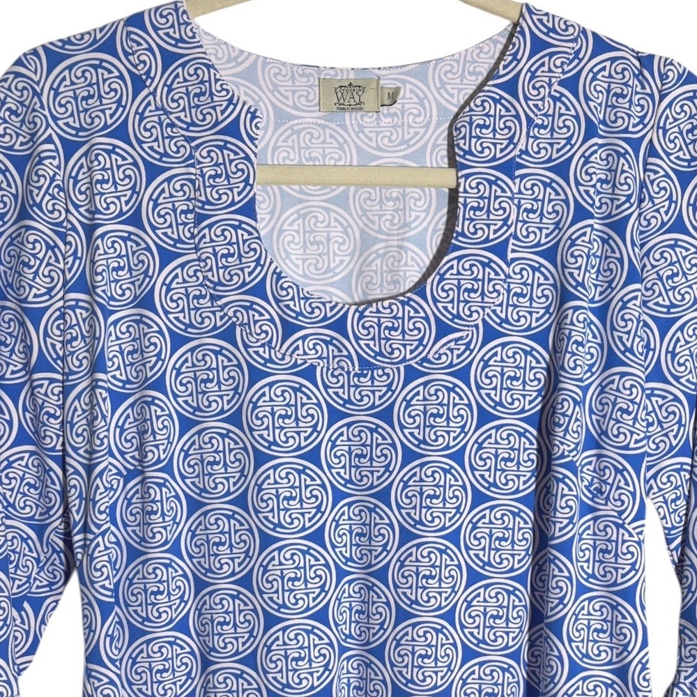 Katherin Way Classic Medallian Print 3/4 sleeve dress sz M Mint Condition - Picture 4 of 5